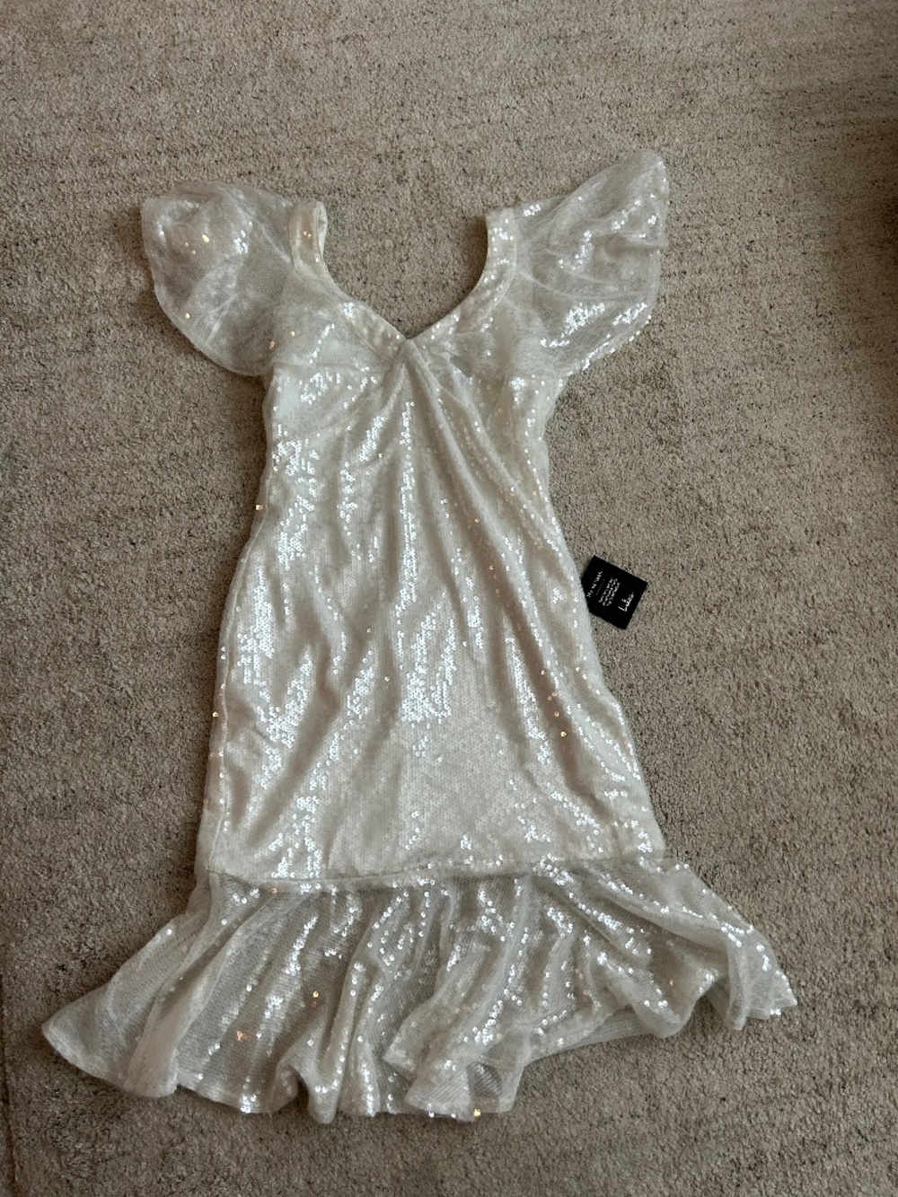 Lulus white sequin dress NWT